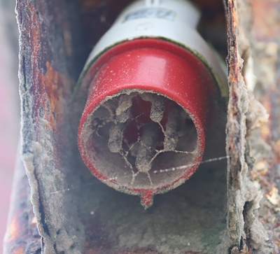 Offener Starkstromstecker im Freien