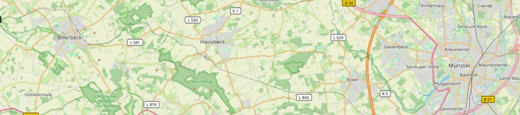 Kartenausschnitt aus dem Münsterland